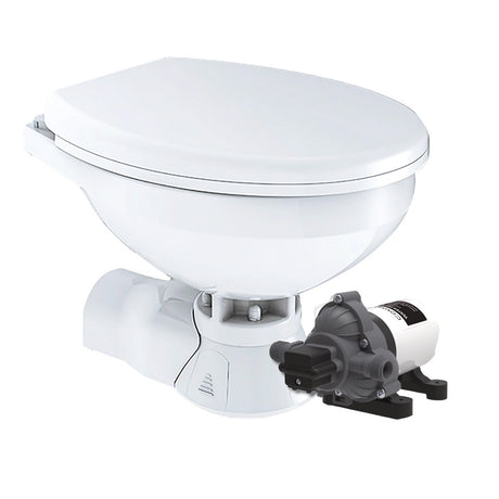 Commodore Quiet Flush Electric Toilet  Rear Macerator  Raw Water Pump  Regular Size