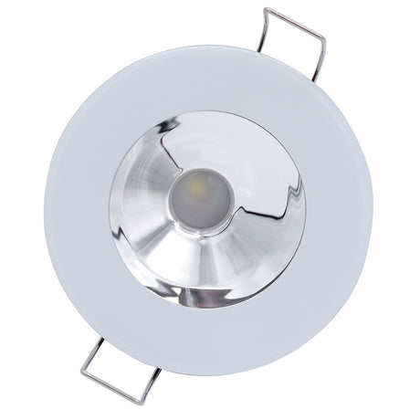 Lumitec Illusion Flush Mount LED Down Light  Spectrum RGBW  Cool White  White Housing  Chrome Reflector
