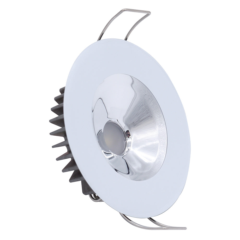 Lumitec Illusion Flush Mount LED Down Light  Spectrum RGBW  Warm White  White Housing  Chrome Reflector