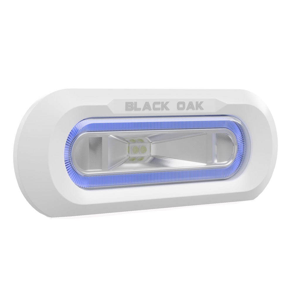 Black Oak Low Pro Marine Spreader Light  Flush Mount  White Housing  Blue LED