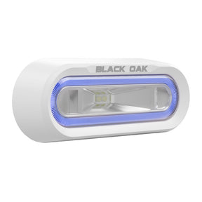 Black Oak Low Pro Off Road Spreader Light  Bracket Mount  White Housing  Blue LED
