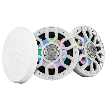 DS18 65 2Way Coaxial Marine Speakers wDigital LED Lights  Bullet Tweeter  White  150W 4Ohm