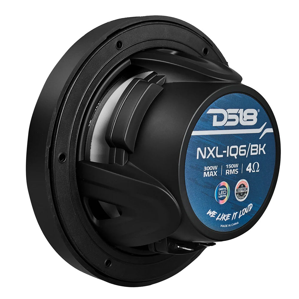 DS18 65 2Way Coaxial Marine Speakers wDigital LED Lights  Bullet Tweeter  Black  150W 4Ohm