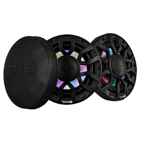 DS18 65 2Way Coaxial Marine Speakers wDigital LED Lights  Bullet Tweeter  Black  150W 4Ohm