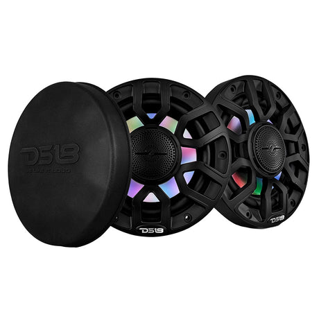 DS18 65 2Way Coaxial Marine Speakers wDigital LED Lights  Bullet Tweeter  Black  150W 4Ohm