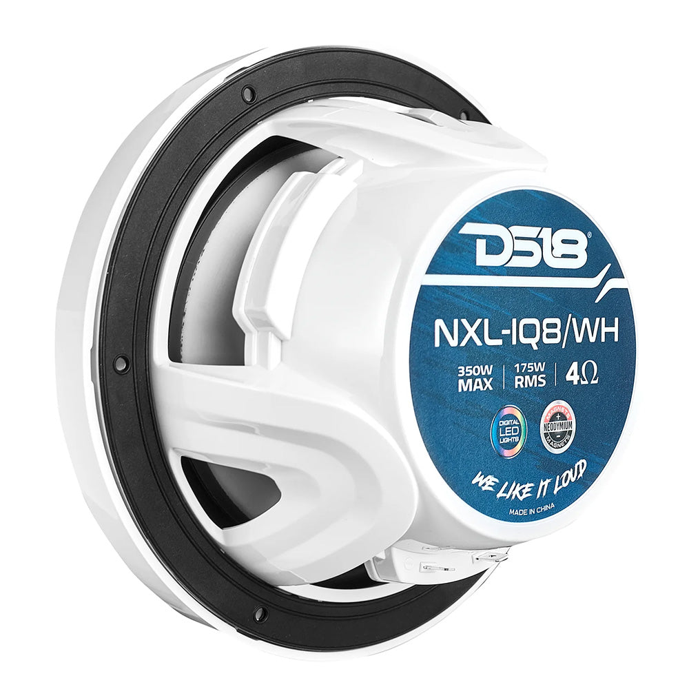DS18 8 2Way Coaxial Marine Speakers wDigital LED Lights  Bullet Tweeter  White  175W 4Ohm