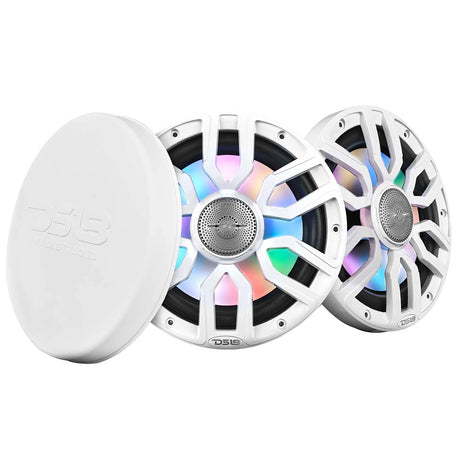 DS18 8 2Way Coaxial Marine Speakers wDigital LED Lights  Bullet Tweeter  White  175W 4Ohm