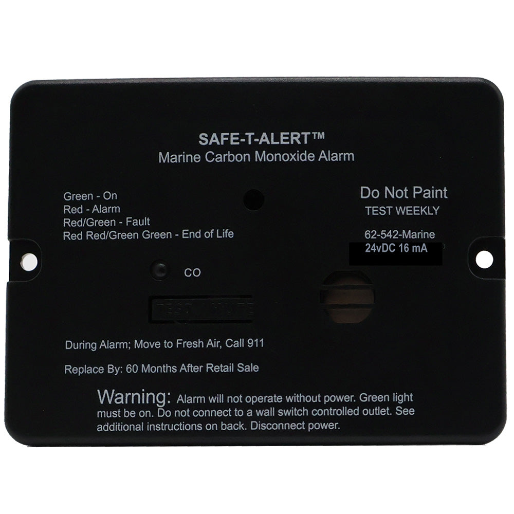 SafeTAlert 62 Series Marine Carbon Monoxide Alarm  24V Flush Mount  Black