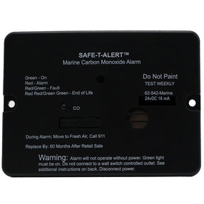 SafeTAlert 62 Series Marine Carbon Monoxide Alarm  24V Flush Mount  Black