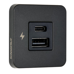 Scanstrut TILE USBAUSBC Interior Charging Socket  1224V  Black Bezel