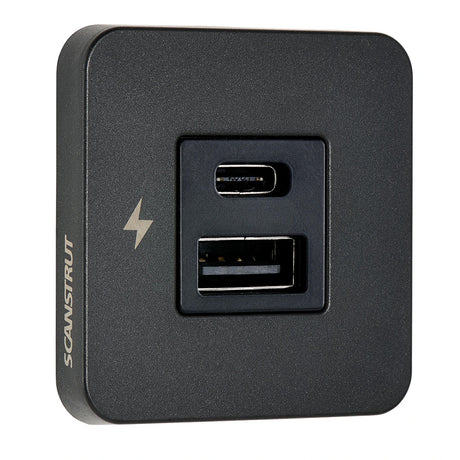 Scanstrut TILE USBAUSBC Interior Charging Socket  1224V  Black Bezel