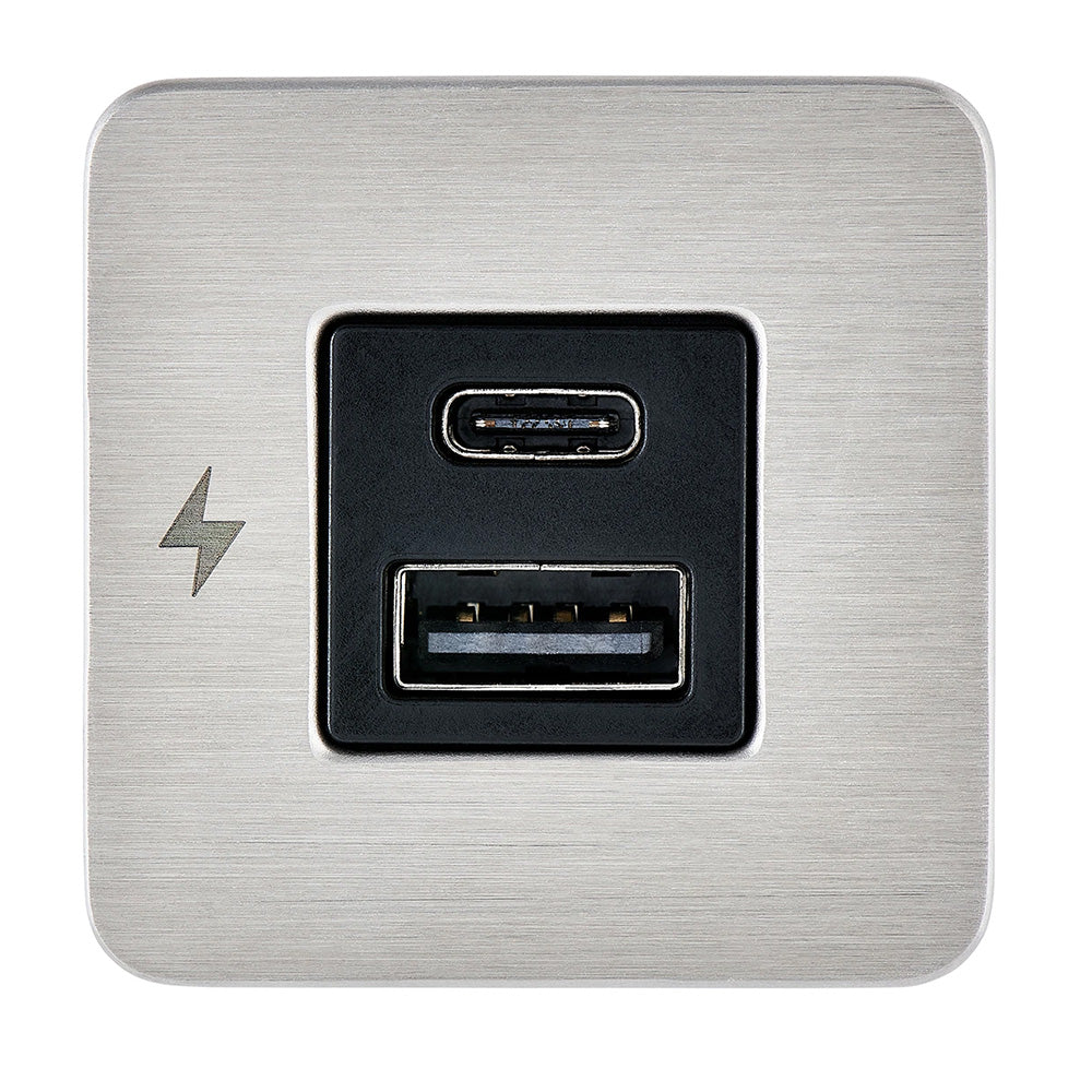 Scanstrut TILE USBAUSBC Interior Charging Socket  1224V  Stainless Steel Bezel