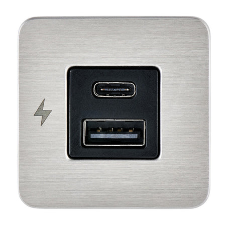 Scanstrut TILE USBAUSBC Interior Charging Socket  1224V  Stainless Steel Bezel