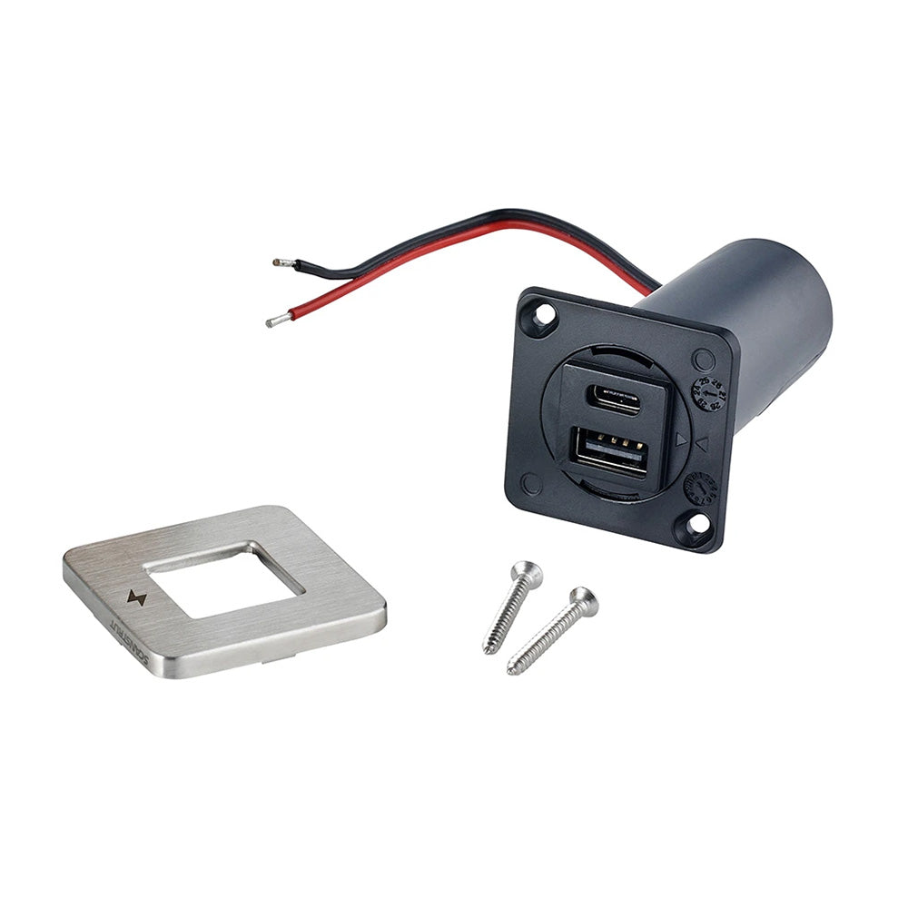 Scanstrut TILE USBAUSBC Interior Charging Socket  1224V  Stainless Steel Bezel