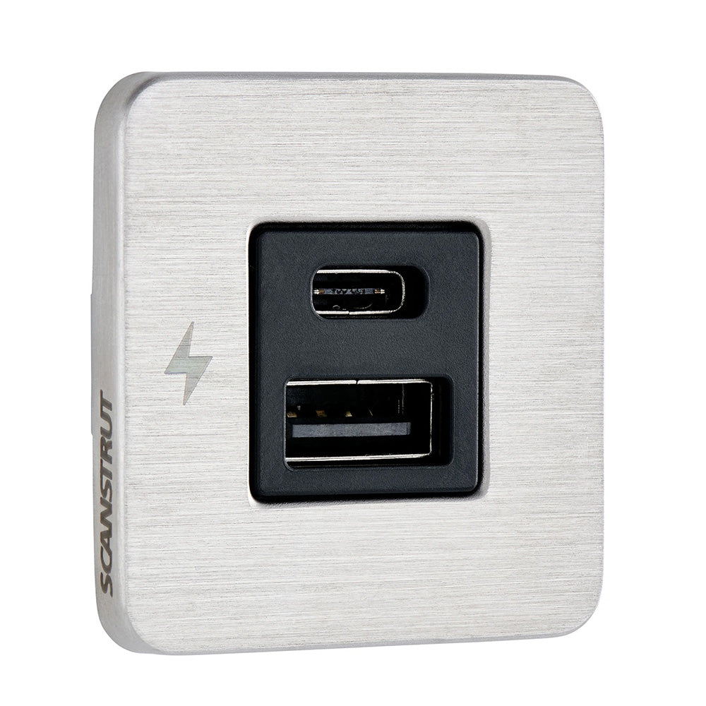 Scanstrut TILE USBAUSBC Interior Charging Socket  1224V  Stainless Steel Bezel