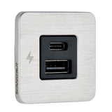 Scanstrut TILE USBAUSBC Interior Charging Socket  1224V  Stainless Steel Bezel