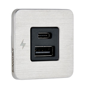 Scanstrut TILE USBAUSBC Interior Charging Socket  1224V  Stainless Steel Bezel