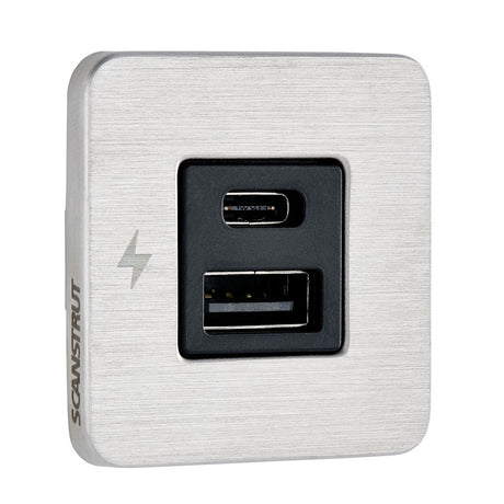 Scanstrut TILE USBAUSBC Interior Charging Socket  1224V  Stainless Steel Bezel
