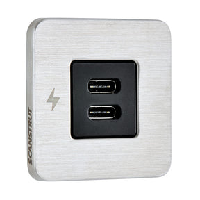 Scanstrut TILE USBC Interior Charging Socket  1224V  Stainless Steel Bezel