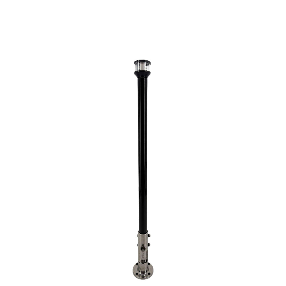 Seaview 12 Manually Folding Light Post w316 Stainless Steel Base  LTBLED12C5 Navigation Light  Black SVMHB112LEDSSB