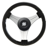Uflex Ustica 13 Steering Wheel  Black  Polyurethane wSilver Spokes  X62 Hub
