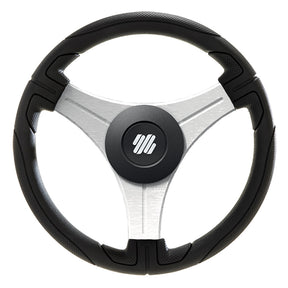 Uflex Ustica 13 Steering Wheel  Black  Polyurethane wSilver Spokes  X62 Hub