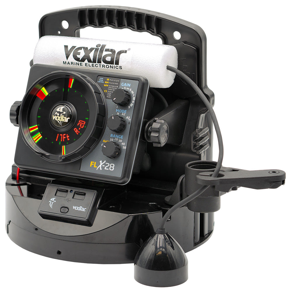Vexilar FLX28 Pro Pack Elite Fishing System wPro View IceDucer  Vexilar Lithium Battery