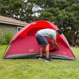 Coleman 6Person Flatwoods II Lightweight Dome Camping Tent  Red