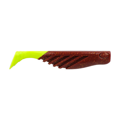 Berkley Gulp Saltwater Ripple Mullet  3  Root Beer GoldChartreuse GSRM3RBGC