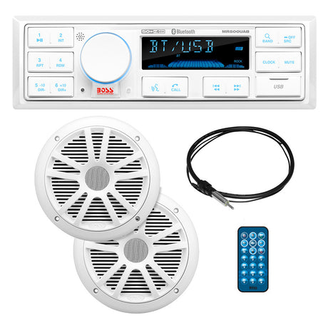 Boss Audio MCK500WB6 Kit wMR500UAB 2 MR6W Speakers MRANT10 Antenna  White Remote Refurbished