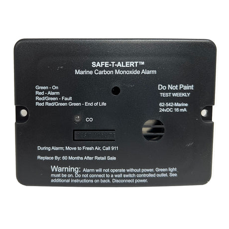SafeTAlert 62 Series Carbon Monoxide Alarm  24V Flush Mount  Black wRelay