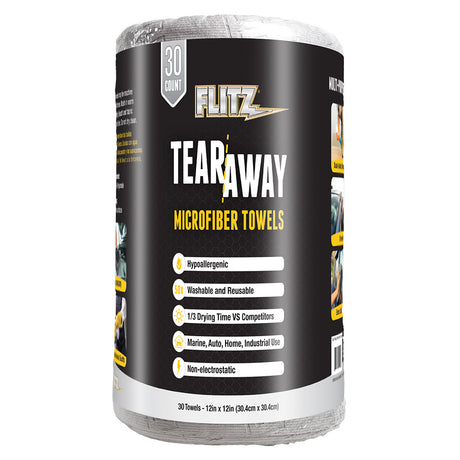 Flitz 12 x 12 TearAway Microfiber Towels  Grey 30Pack