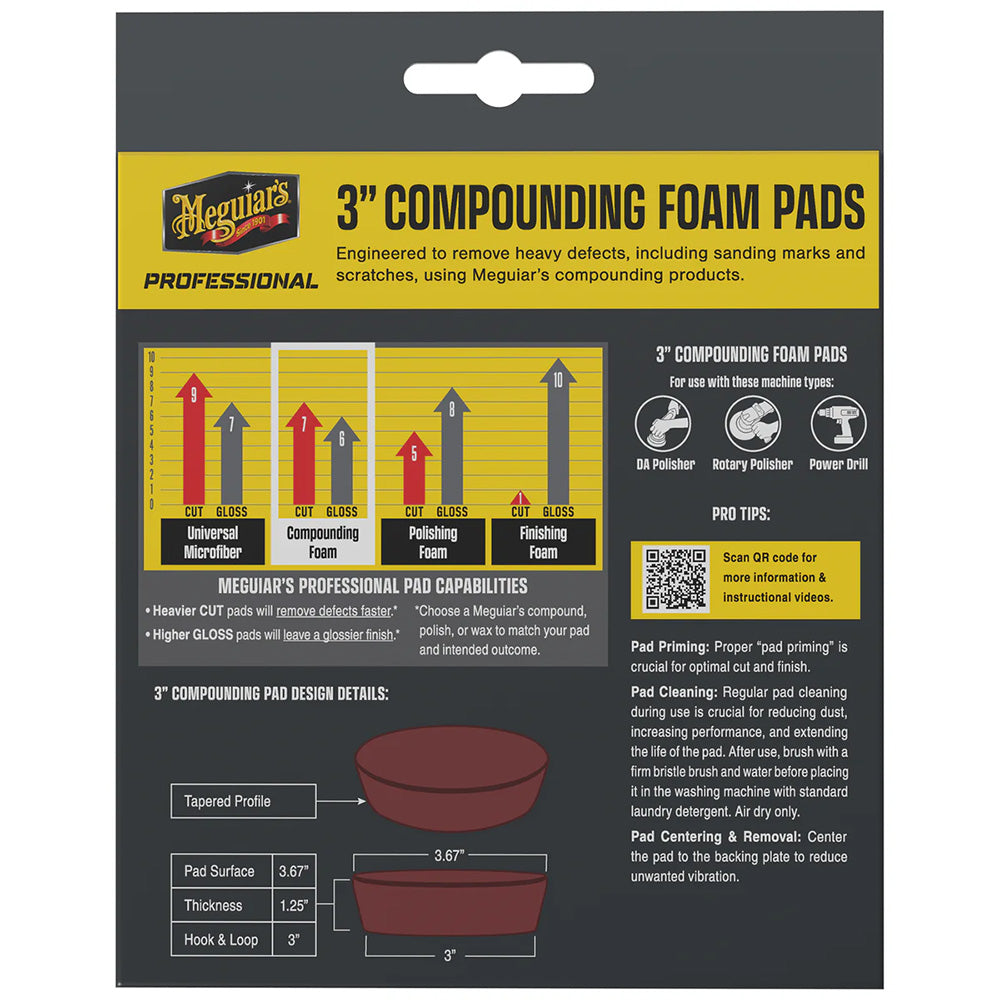 Meguiars Professional 3 Compound Foam Pads 3Pack