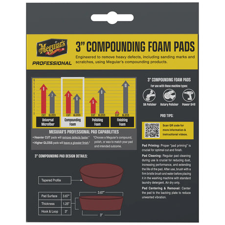 Meguiars Professional 3 Compound Foam Pads 3Pack