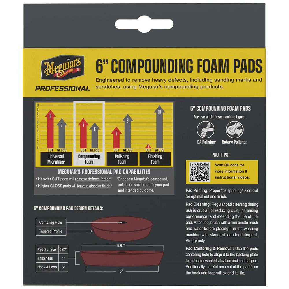 Meguiars Professional 6 Compounding Foam Pads 2Pack