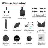 Ram Mount RAM QuickGrip Pro wBall  Qi2 15W Wireless Charger RAMHOLPD5BW2MU