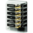 Blue Sea 5018 ST Glass Fuse Block wout Negative Bus  6 Circuit