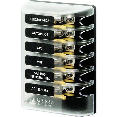 Blue Sea 5018 ST Glass Fuse Block wout Negative Bus  6 Circuit