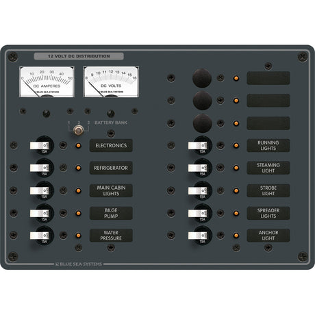Blue Sea 8068 DC 13 Position Toggle Branch Circuit Breaker Panel  White Switches