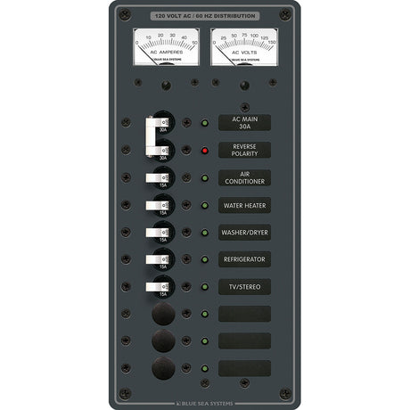 Blue Sea 8074 AC Main 8 Positions Toggle Circuit Breaker Panel  White Switches