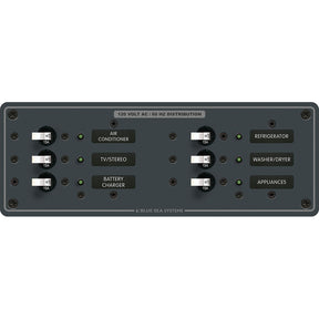Blue Sea 8097 AC 6 Position Toggle Circuit Breaker Panel  White Switches