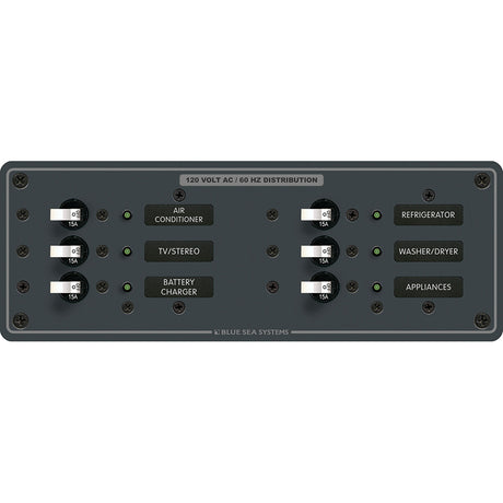 Blue Sea 8097 AC 6 Position Toggle Circuit Breaker Panel  White Switches