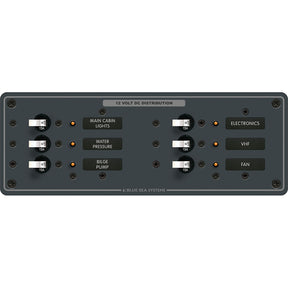 Blue Sea 8096 DC 6 Position Toggle Branch Circuit Breaker Panel  White Switches