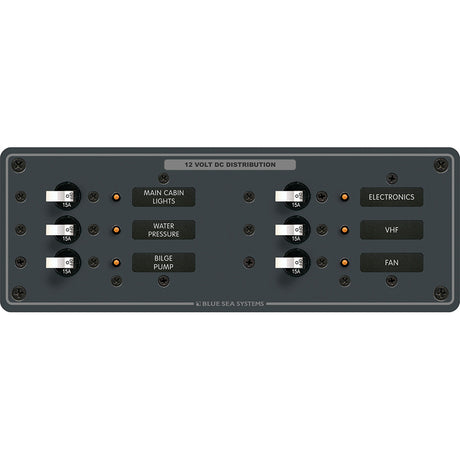 Blue Sea 8096 DC 6 Position Toggle Branch Circuit Breaker Panel  White Switches