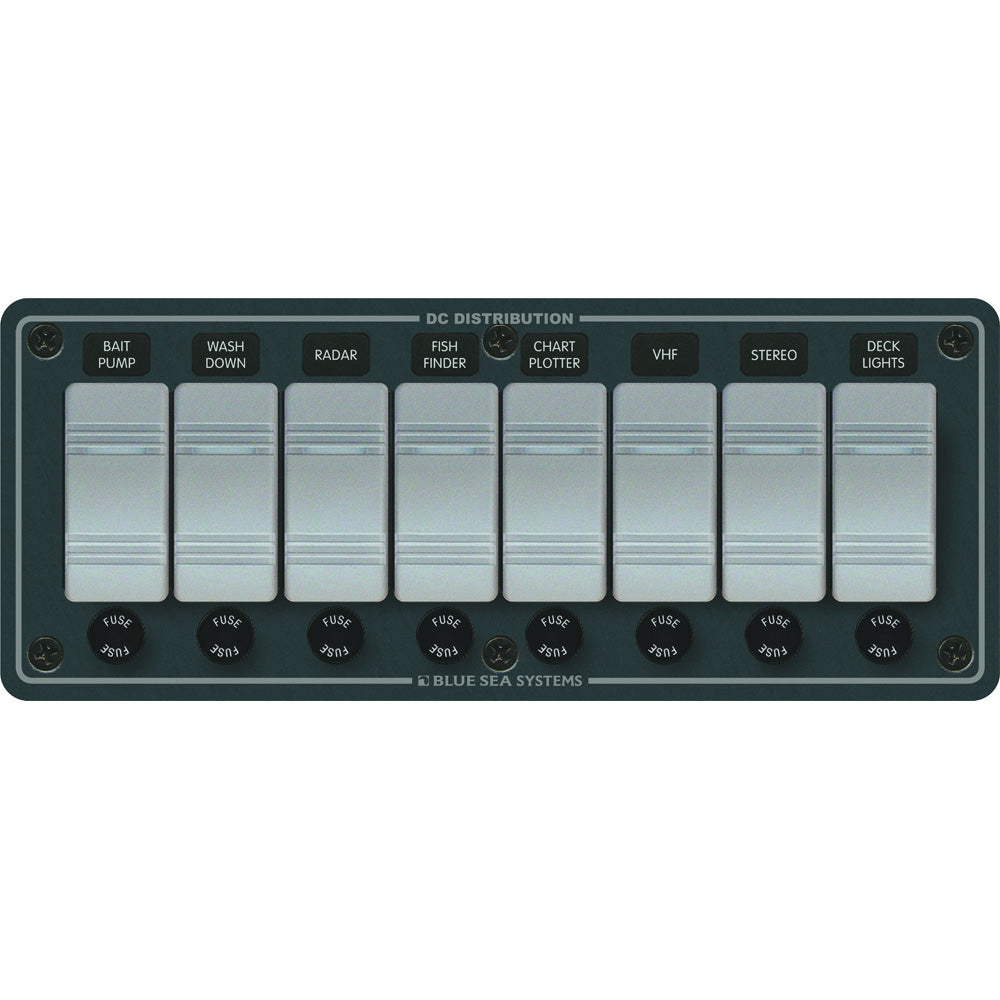 Blue Sea 8261 Waterproof Panel 8 Position  Slate Grey