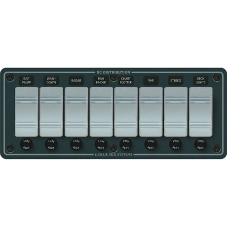 Blue Sea 8261 Waterproof Panel 8 Position  Slate Grey