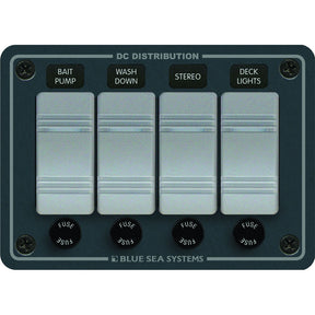 Blue Sea 8262 Waterproof Panel 4 Position  Slate Grey