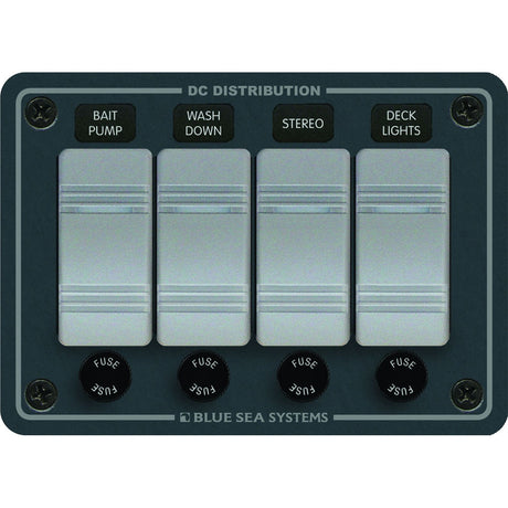 Blue Sea 8262 Waterproof Panel 4 Position  Slate Grey