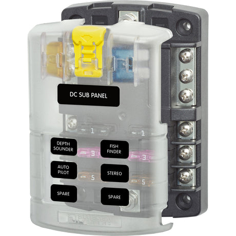 Blue Sea 5025 ST Blade Fuse Block wCover  6 Circuit wNegative Bus