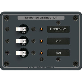 Blue Sea 8025 DC 3 Position Breaker Panel  White Switches